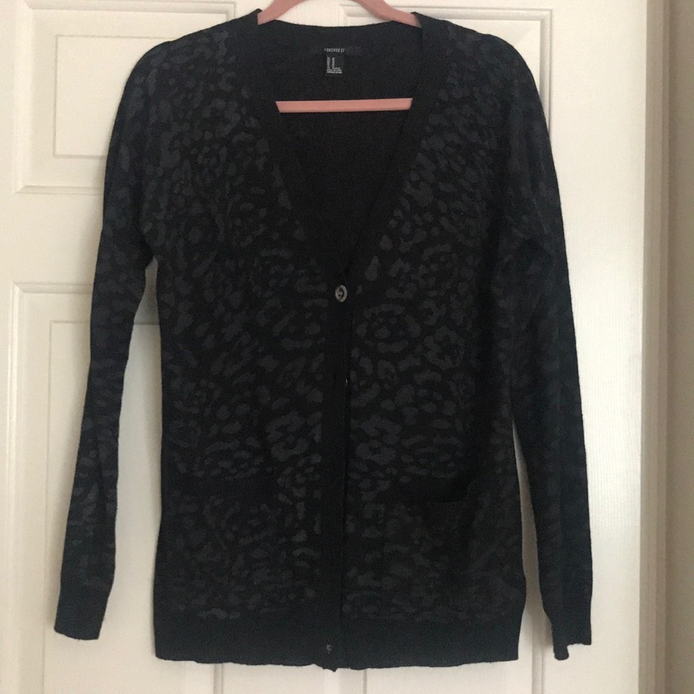 Forever 21 - Dark Grey Cheetah Print Cardigan